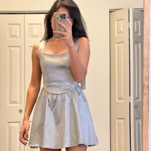 Aritzia Metallic Gray Mini Dress